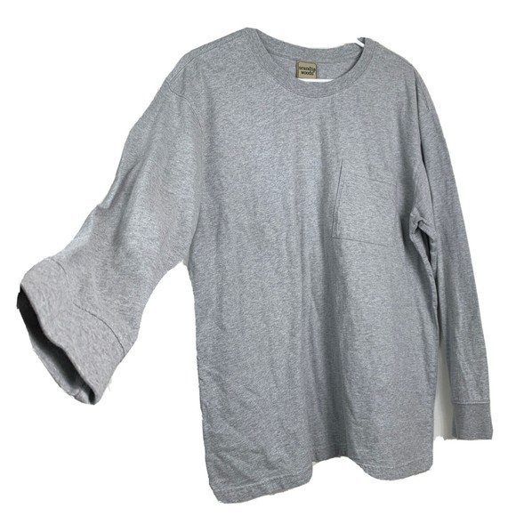 Men’s L Top Long Sleeve Pullover Gray Crewneck Casual Henley Scandia Woods EUC - Picture 3 of 11